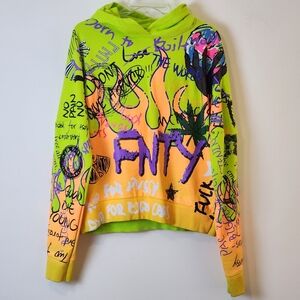 FNTY Flying Ninety Florescent Graphic Hoodie Size Small